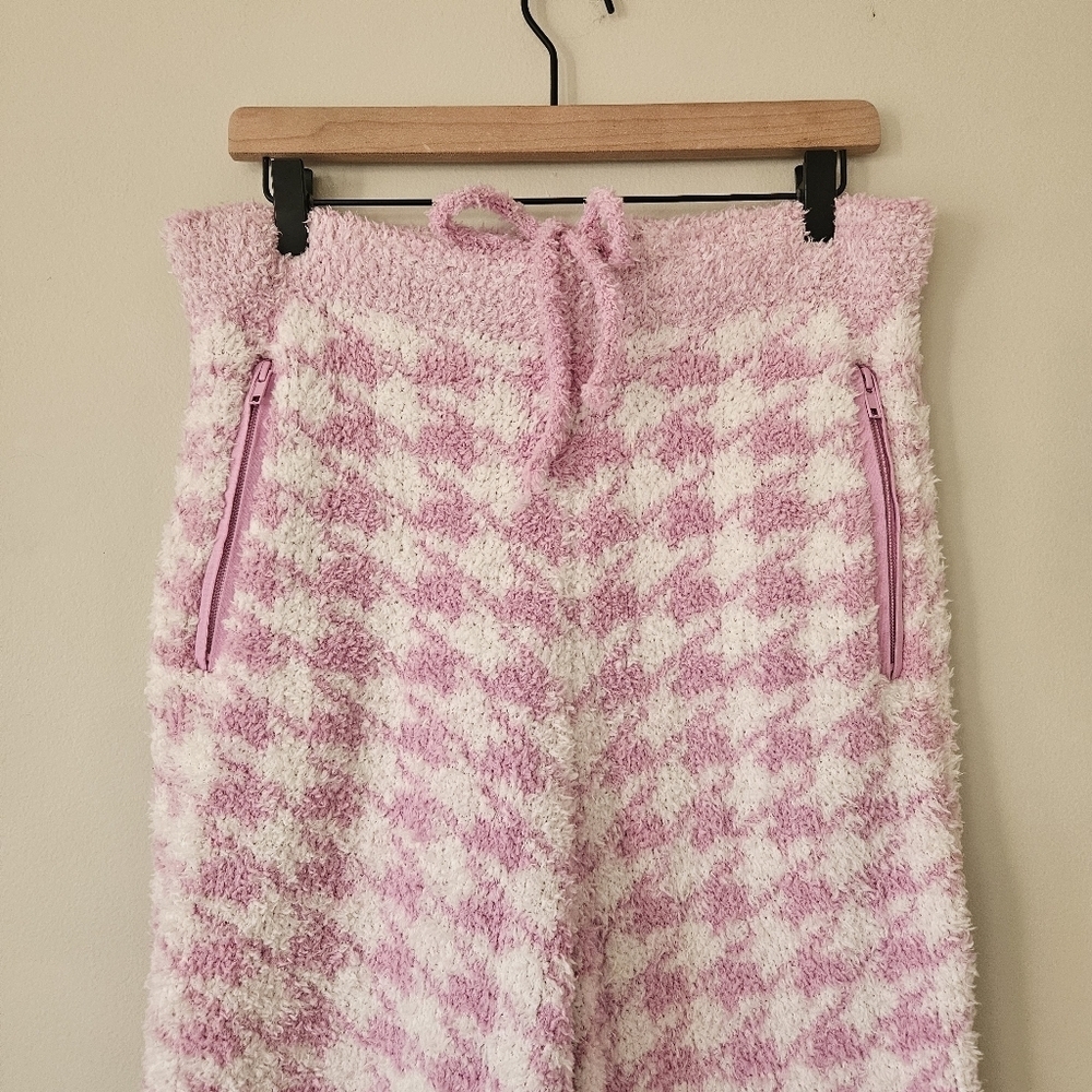 Skims Pink Boucle Knit Pull On Joggers Pants In Petal Houndstooth Size S/M - Picture 5 of 15